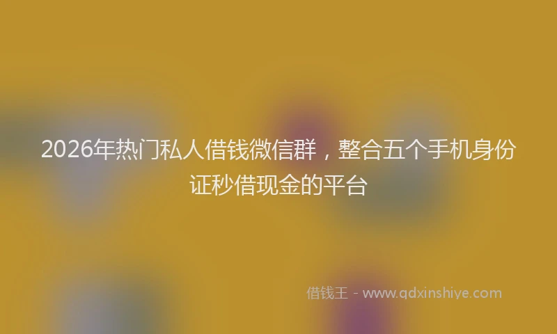 2026年热门私人借钱微信群，整合五个手机身份证秒借现金的平台