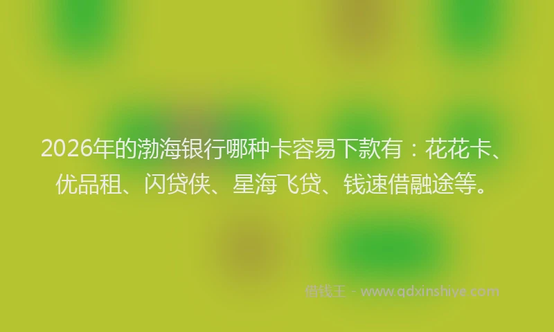2026年的渤海银行哪种卡容易下款有：花花卡、优品租、闪贷侠、星海飞贷、钱速借融途等。