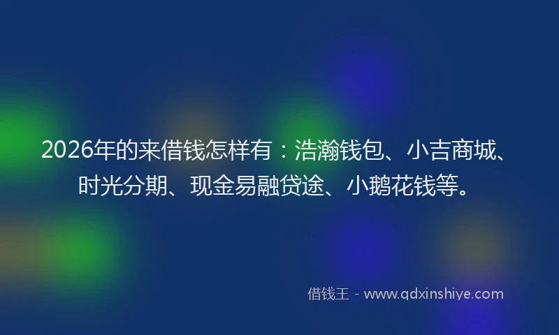2026年的来借钱怎样有：浩瀚钱包、小吉商城、时光分期、现金易融贷途、小鹅花钱等。
