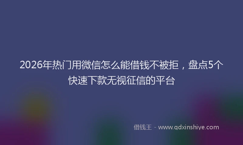 2026年热门用微信怎么能借钱不被拒，盘点5个快速下款无视征信的平台