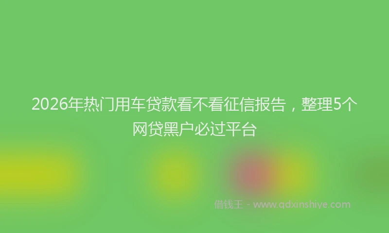 2026年热门用车贷款看不看征信报告，整理5个网贷黑户必过平台