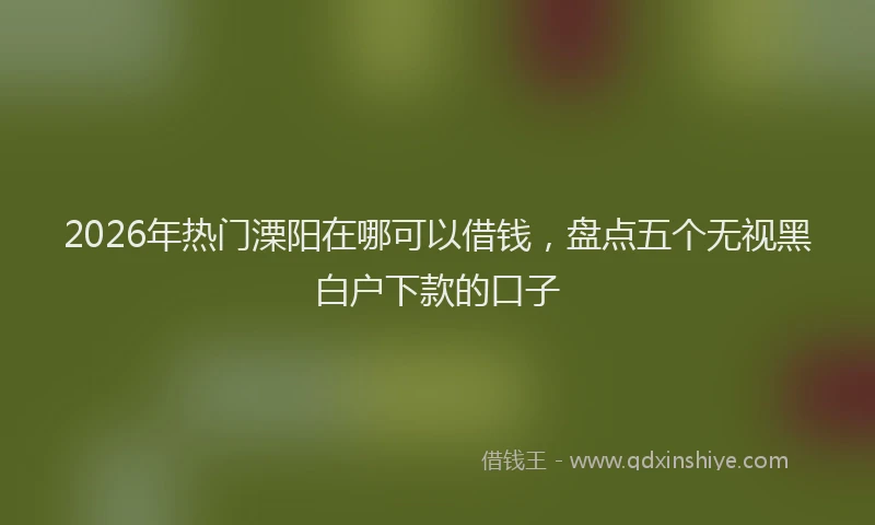 2026年热门溧阳在哪可以借钱，盘点五个无视黑白户下款的口子