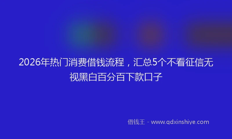 2026年热门消费借钱流程，汇总5个不看征信无视黑白百分百下款口子