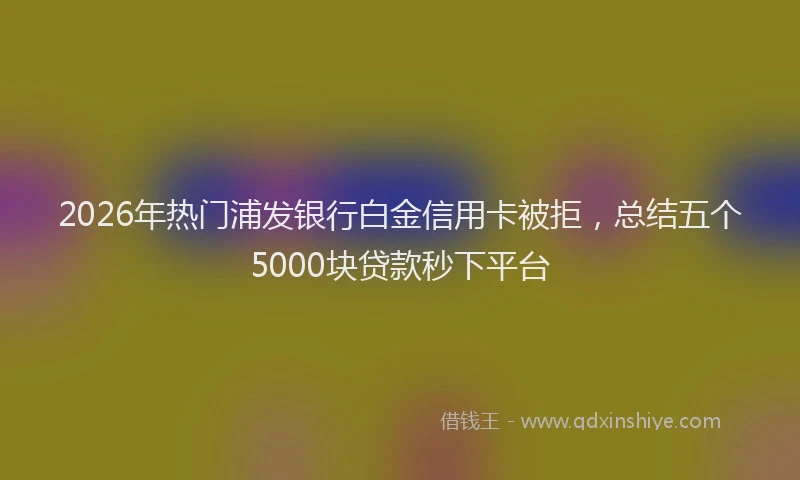 2026年热门浦发银行白金信用卡被拒，总结五个5000块贷款秒下平台
