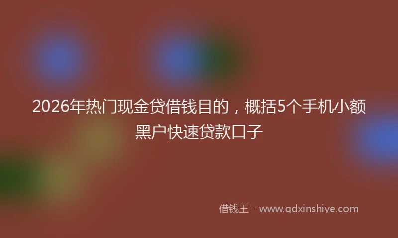 2026年热门现金贷借钱目的,概括5个手机小额黑户快速贷款口子