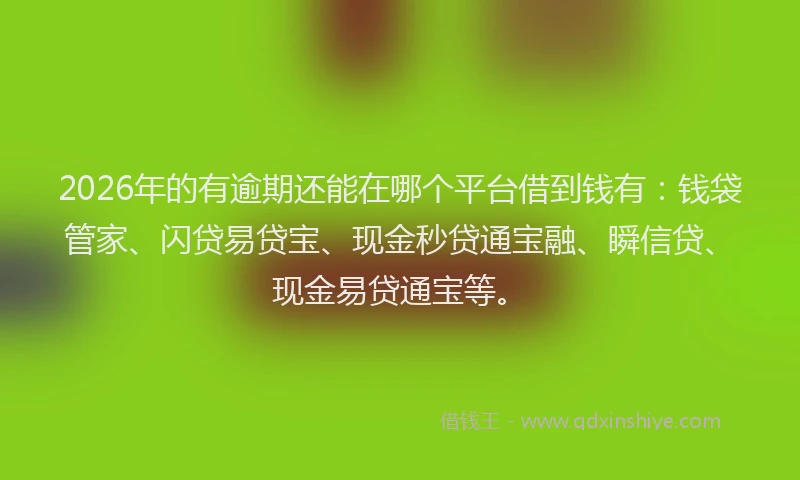 2026年的有逾期还能在哪个平台借到钱有：钱袋管家、闪贷易贷宝、现金秒贷通宝融、瞬信贷、现金易贷通宝等。