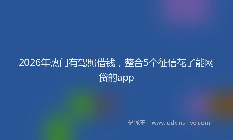 2026年热门有驾照借钱，整合5个征信花了能网贷的app