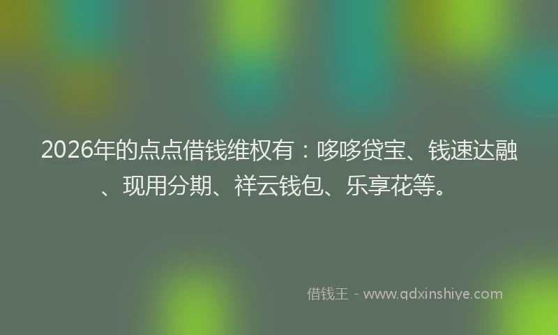 2026年的点点借钱维权有：哆哆贷宝、钱速达融、现用分期、祥云钱包、乐享花等。