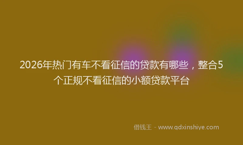 2026年热门有车不看征信的贷款有哪些，整合5个正规不看征信的小额贷款平台