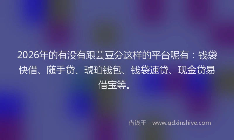 2026年的有没有跟芸豆分这样的平台呢有：钱袋快借、随手贷、琥珀钱包、钱袋速贷、现金贷易借宝等。