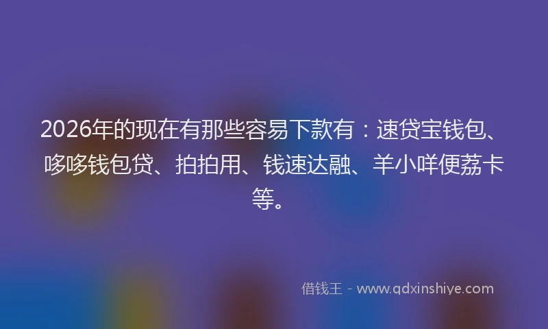 2026年的现在有那些容易下款有：速贷宝钱包、哆哆钱包贷、拍拍用、钱速达融、羊小咩便荔卡等。