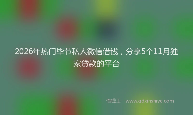 2026年热门毕节私人微信借钱，分享5个11月独家贷款的平台