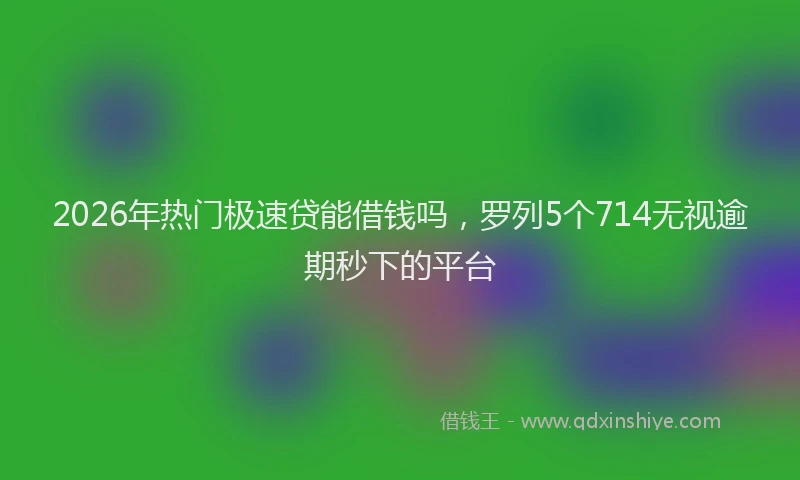 2026年热门极速贷能借钱吗，罗列5个714无视逾期秒下的平台