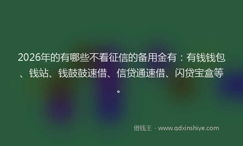 2026年的有哪些不看征信的备用金有:有钱钱包、钱站、钱鼓鼓速借、信贷通速借、闪贷宝盒等。