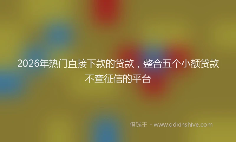 2026年热门直接下款的贷款，整合五个小额贷款不查征信的平台