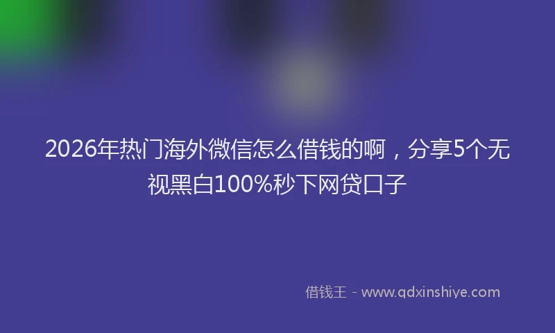 2026年热门海外微信怎么借钱的啊，分享5个无视黑白100%秒下网贷口子