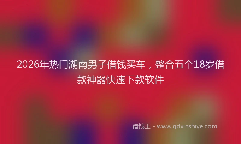 2026年热门湖南男子借钱买车，整合五个18岁借款神器快速下款软件