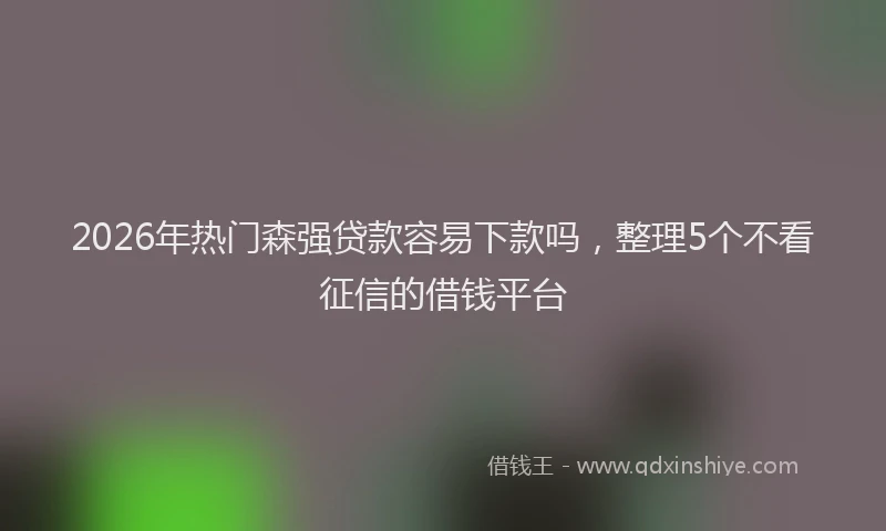 2026年热门森强贷款容易下款吗，整理5个不看征信的借钱平台