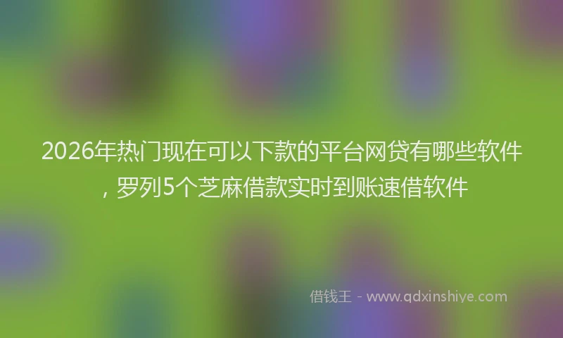 2026年热门现在可以下款的平台网贷有哪些软件，罗列5个芝麻借款实时到账速借软件