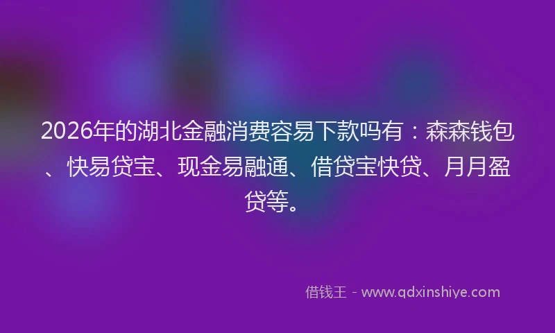 2026年的湖北金融消费容易下款吗有：森森钱包、快易贷宝、现金易融通、借贷宝快贷、月月盈贷等。