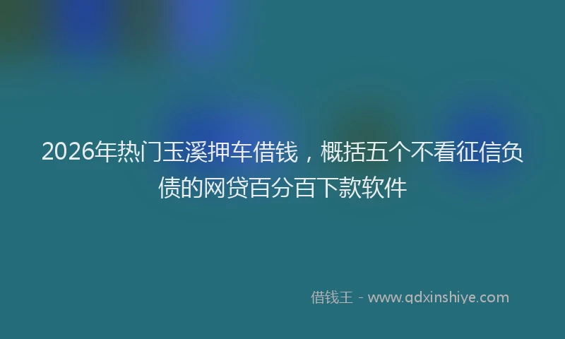 2026年热门玉溪押车借钱，概括五个不看征信负债的网贷百分百下款软件