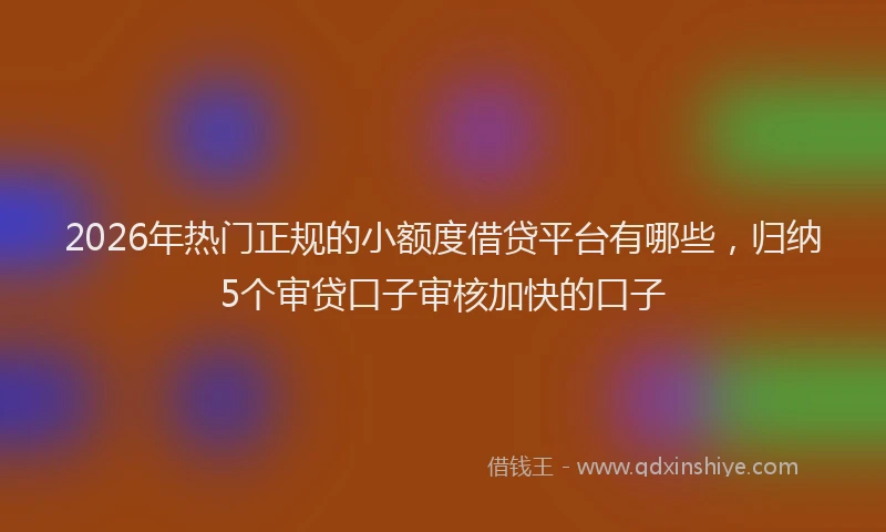 2026年热门正规的小额度借贷平台有哪些，归纳5个审贷口子审核加快的口子