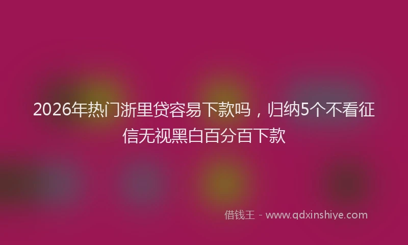 2026年热门浙里贷容易下款吗，归纳5个不看征信无视黑白百分百下款
