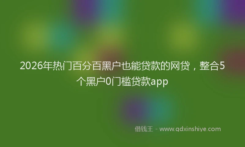 2026年热门百分百黑户也能贷款的网贷，整合5个黑户0门槛贷款app