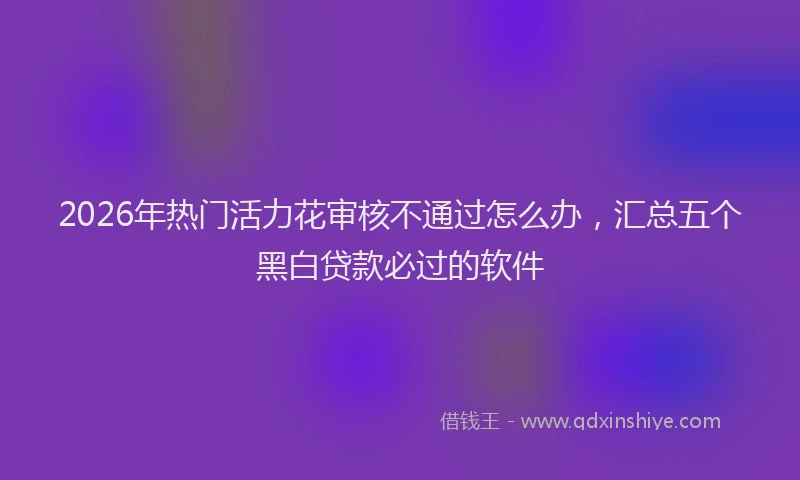 2026年热门活力花审核不通过怎么办，汇总五个黑白贷款必过的软件