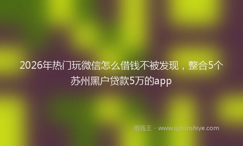 2026年热门玩微信怎么借钱不被发现，整合5个苏州黑户贷款5万的app