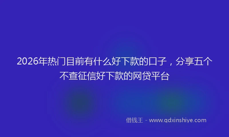 2026年热门目前有什么好下款的口子，分享五个不查征信好下款的网贷平台