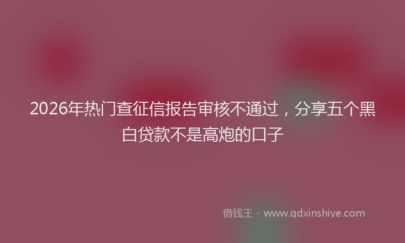 2026年热门查征信报告审核不通过，分享五个黑白贷款不是高炮的口子