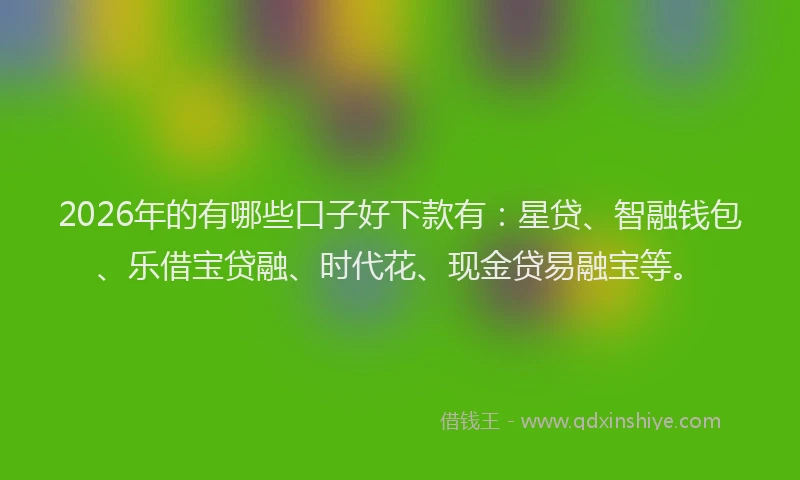 2026年的有哪些口子好下款有:星贷、智融钱包、乐借宝贷融、时代花、现金贷易融宝等。