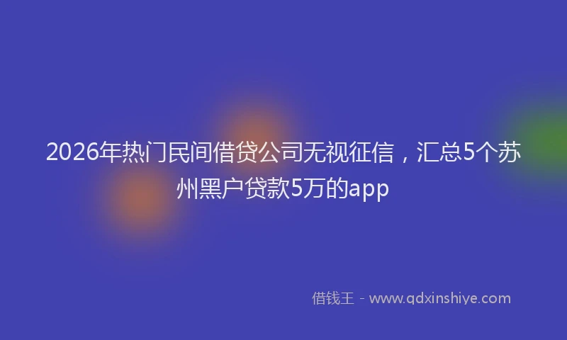 2026年热门民间借贷公司无视征信，汇总5个苏州黑户贷款5万的app