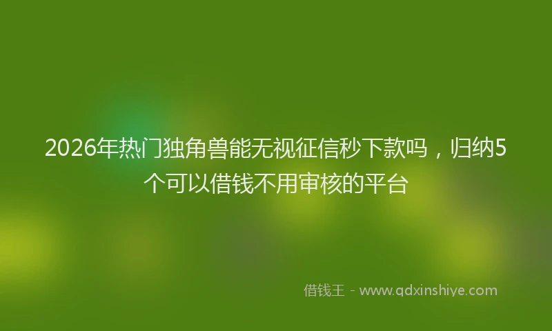 2026年热门独角兽能无视征信秒下款吗，归纳5个可以借钱不用审核的平台
