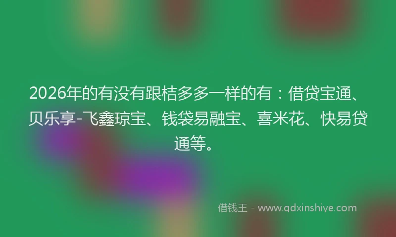 2026年的有没有跟桔多多一样的有：借贷宝通、贝乐享-飞鑫琼宝、钱袋易融宝、喜米花、快易贷通等。
