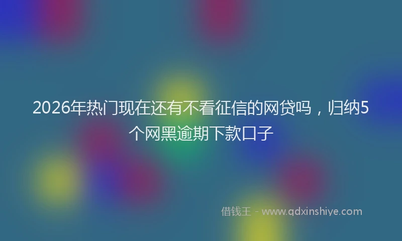 2026年热门现在还有不看征信的网贷吗,归纳5个网黑逾期下款口子