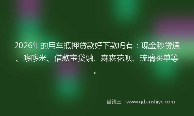 2026年的用车抵押贷款好下款吗有：现金秒贷通、哆哆米、借款宝贷融、森森花呗、琉璃买单等。