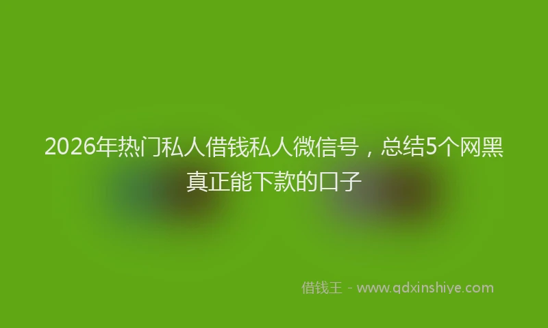 2026年热门私人借钱私人微信号，总结5个网黑真正能下款的口子