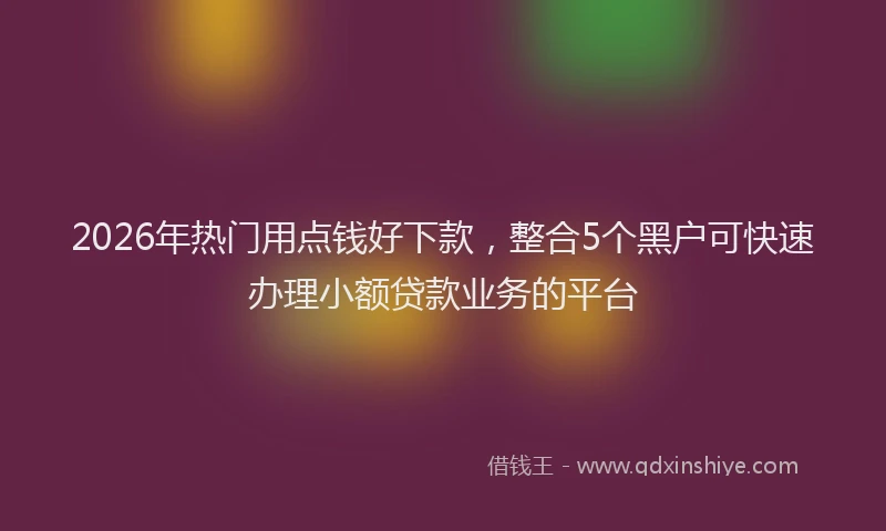 2026年热门用点钱好下款，整合5个黑户可快速办理小额贷款业务的平台
