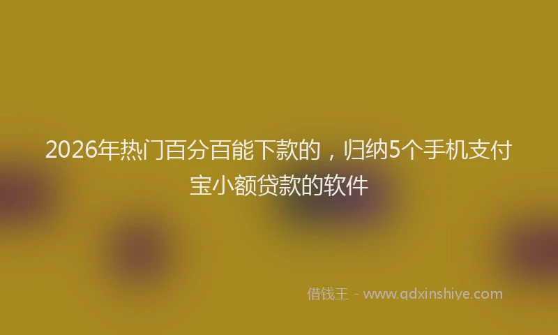 2026年热门百分百能下款的，归纳5个手机支付宝小额贷款的软件
