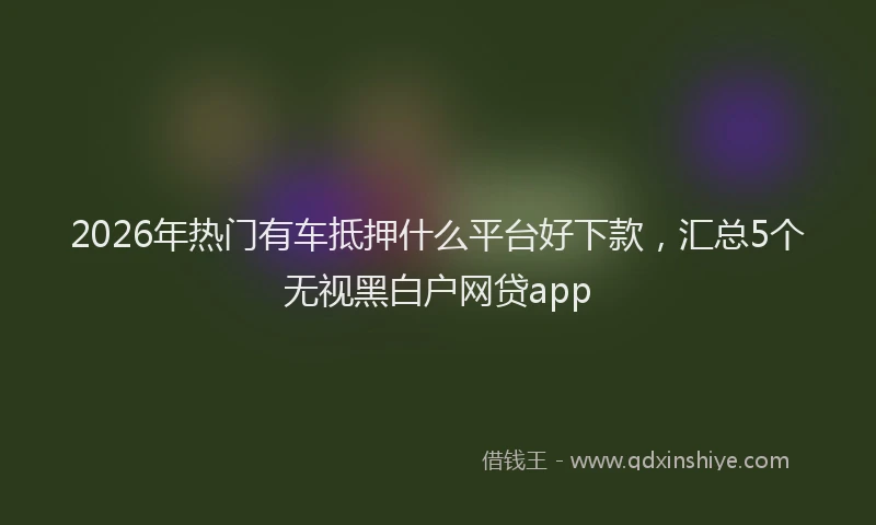 2026年热门有车抵押什么平台好下款，汇总5个无视黑白户网贷app
