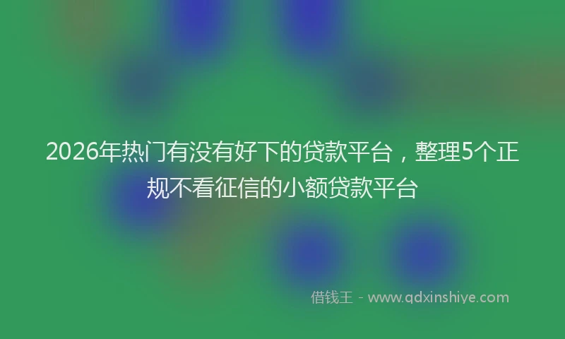 2026年热门有没有好下的贷款平台，整理5个正规不看征信的小额贷款平台