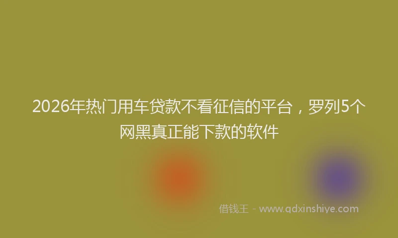 2026年热门用车贷款不看征信的平台，罗列5个网黑真正能下款的软件