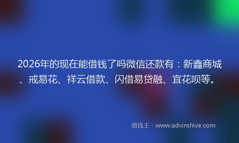 2026年的现在能借钱了吗微信还款有：新鑫商城、戒易花、祥云借款、闪借易贷融、宜花呗等。