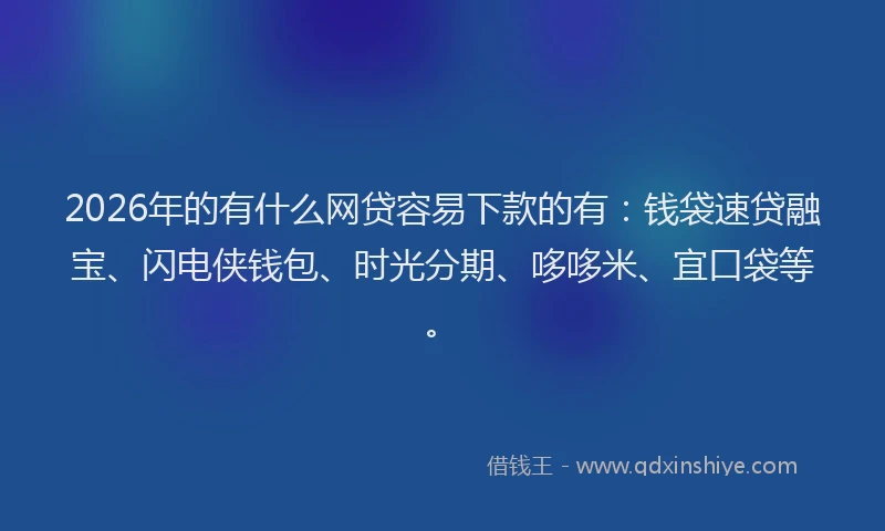 2026年的有什么网贷容易下款的有：钱袋速贷融宝、闪电侠钱包、时光分期、哆哆米、宜口袋等。