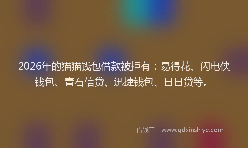 2026年的猫猫钱包借款被拒有：易得花、闪电侠钱包、青石信贷、迅捷钱包、日日贷等。