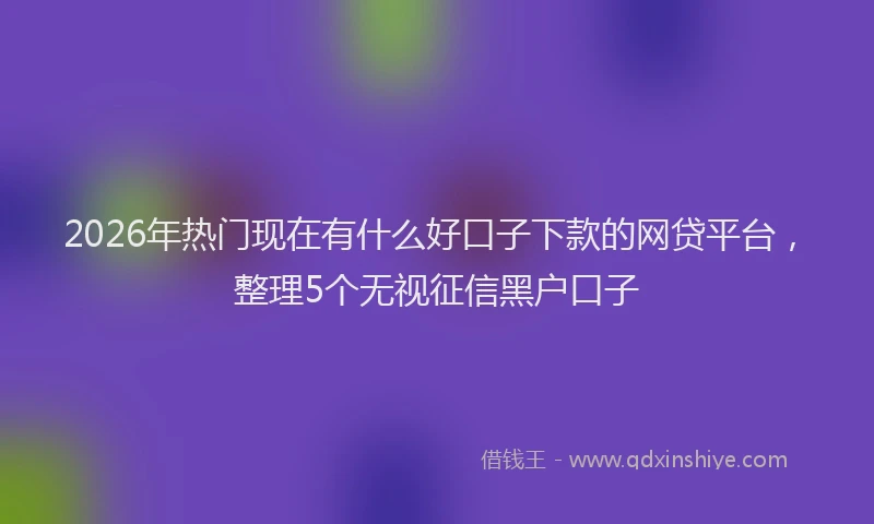 2026年热门现在有什么好口子下款的网贷平台，整理5个无视征信黑户口子