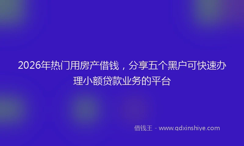 2026年热门用房产借钱，分享五个黑户可快速办理小额贷款业务的平台