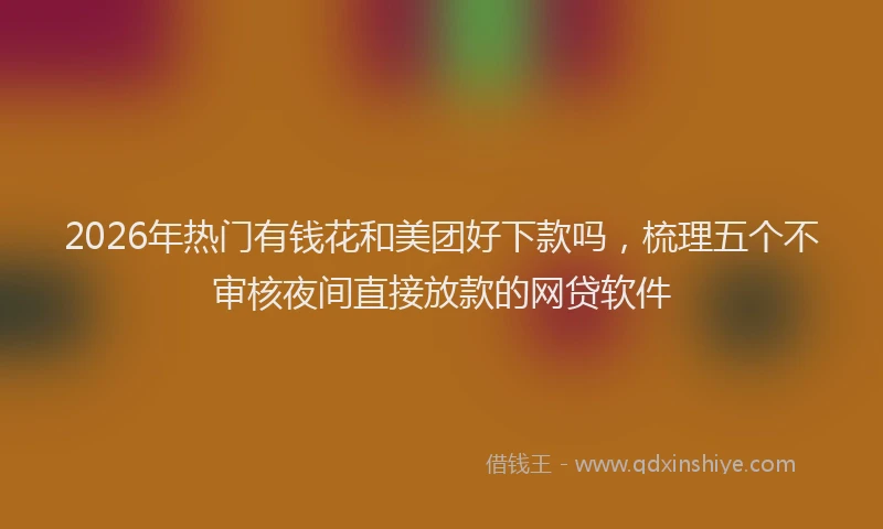 2026年热门有钱花和美团好下款吗,梳理五个不审核夜间直接放款的网贷软件